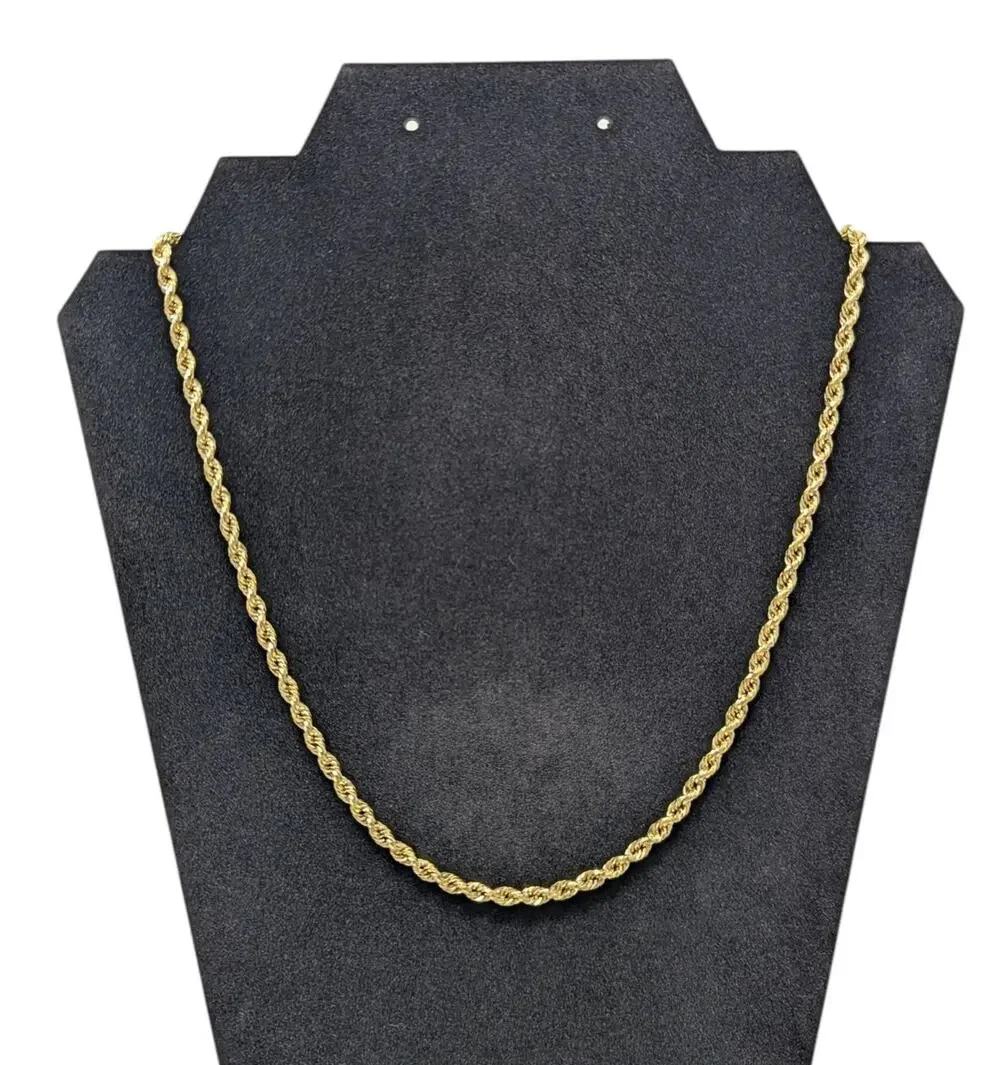 BBB 14K Yellow Gold Rope Chain Necklace 20”, 7.94g, U.S. Patent Estate Jewelry